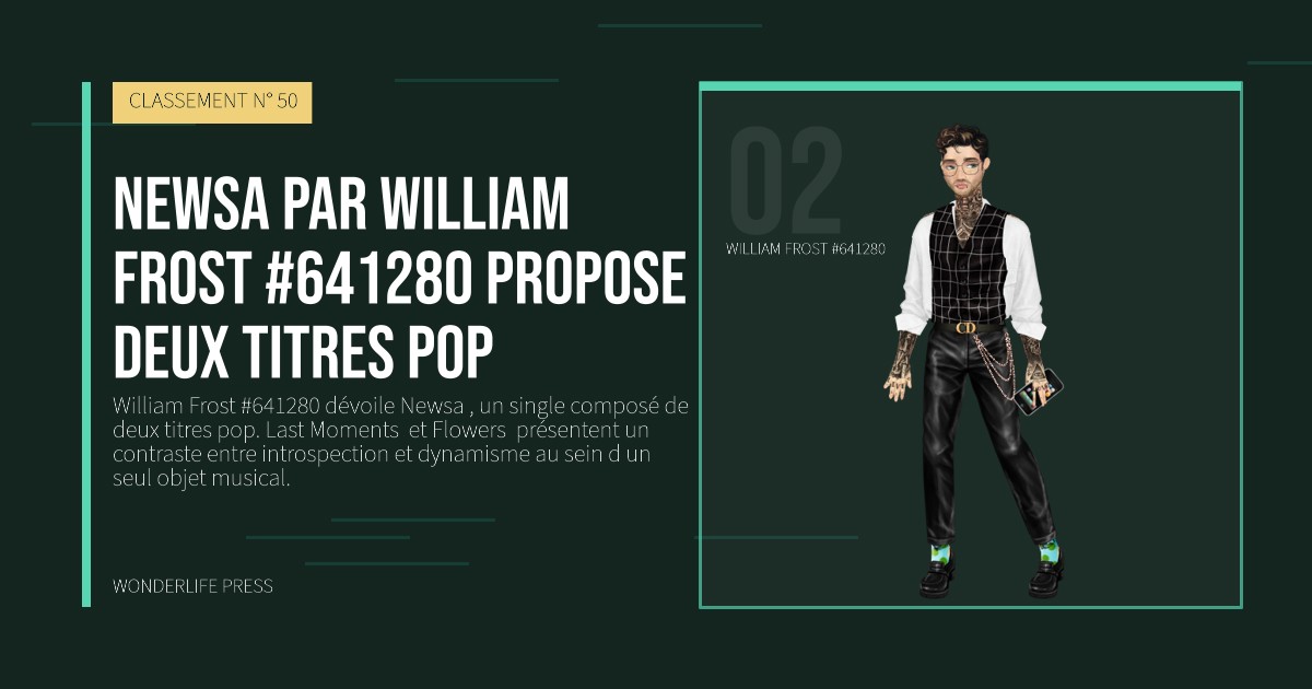 Wonderlife Press: Newsa par William Frost #641280 propose deux titres pop. portrait des artistes. CLASSEMENT N° 50.