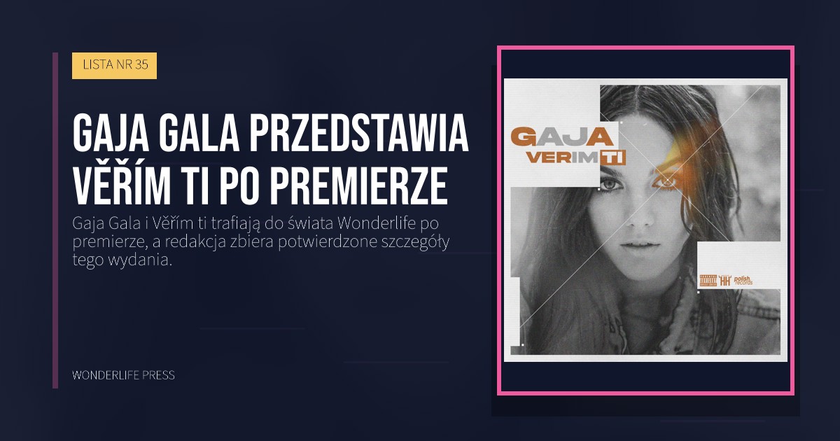 Wonderlife Press: Gaja Gala przedstawia Věřím ti po premierze. okładka wydawnictwa. LISTA NR 35.