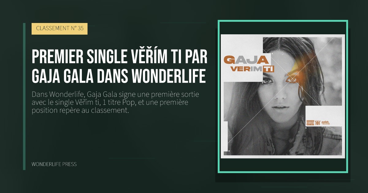 Wonderlife Press: Premier single Věřím ti par Gaja Gala dans Wonderlife. pochette de la sortie. CLASSEMENT N° 35.