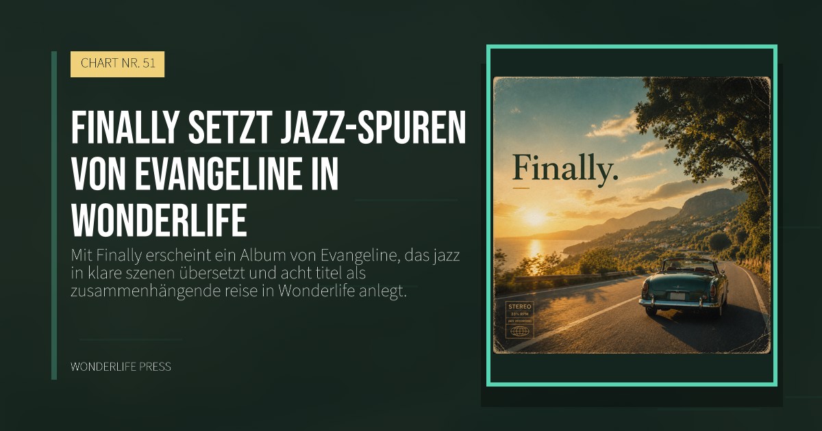 Wonderlife Press: Finally setzt jazz-spuren von Evangeline in Wonderlife. Veröffentlichungscover. CHART NR. 51.