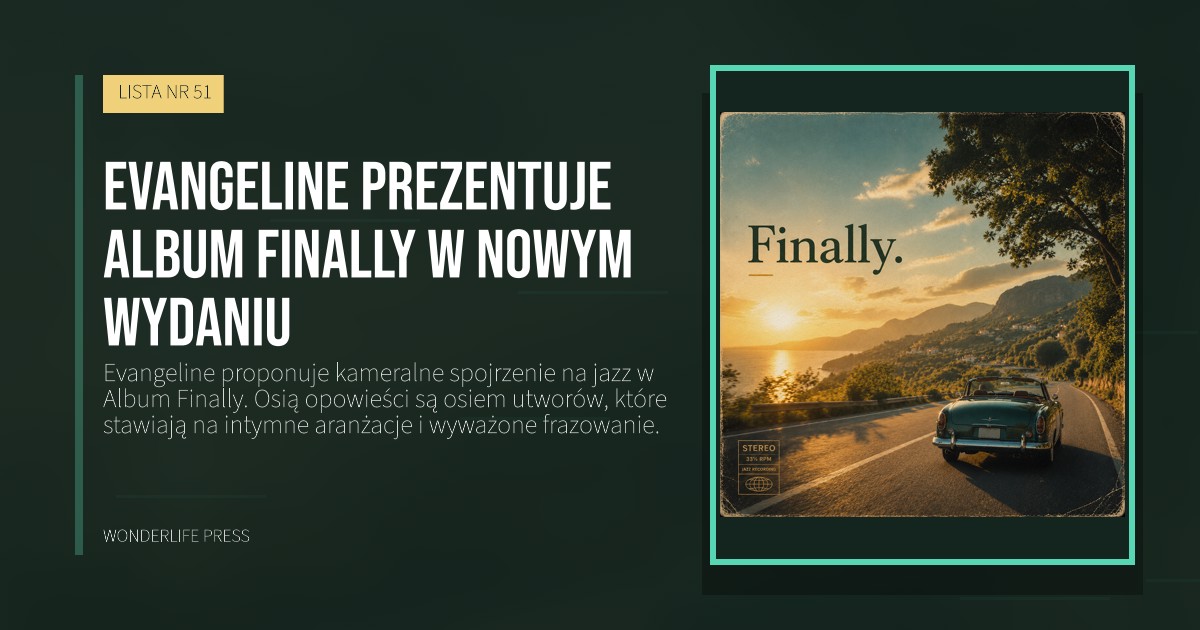 Wonderlife Press: Evangeline prezentuje Album Finally w nowym wydaniu. okładka wydawnictwa. LISTA NR 51.
