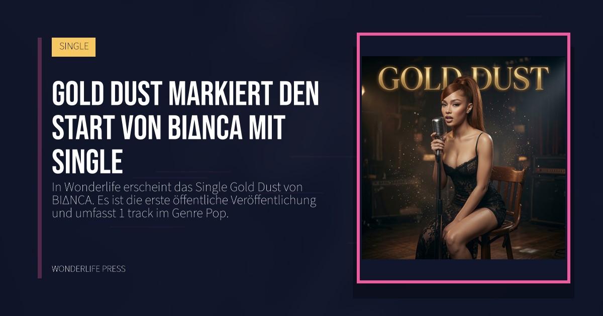 Wonderlife Press: Gold Dust markiert den Start von BIΔNCA mit Single. Veröffentlichungscover. SINGLE.