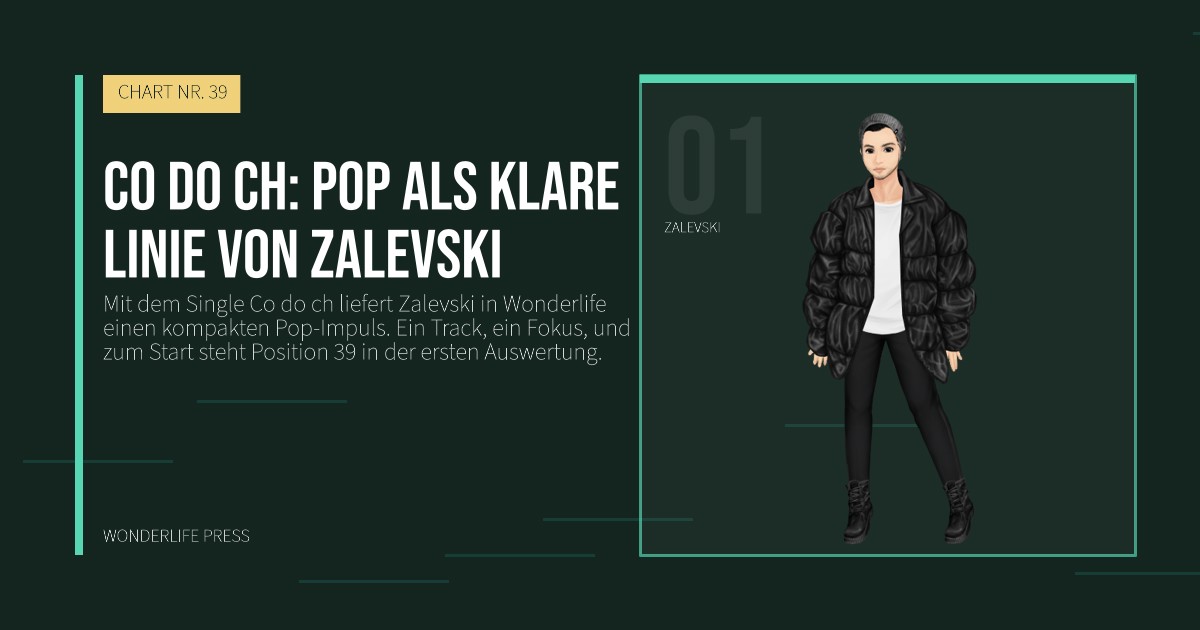 Wonderlife Press: Co do ch: Pop als klare Linie von Zalevski. Künstlerporträt. CHART NR. 39.